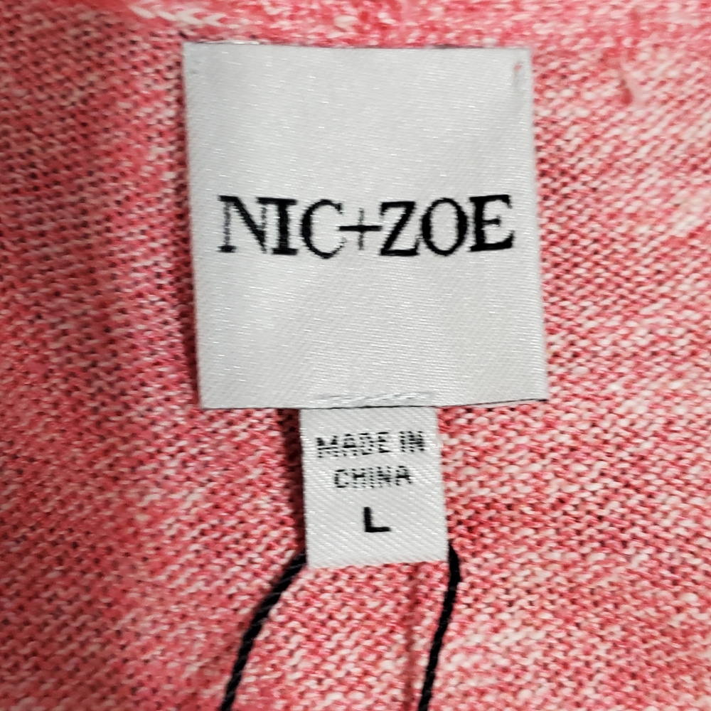 NWT NIC+ZOE Multicolor Open Front Cardigan Pastel Abstract Women's Size Large - Picture 5 of 8